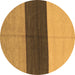 Round Abstract Brown Contemporary Rug, con352brn