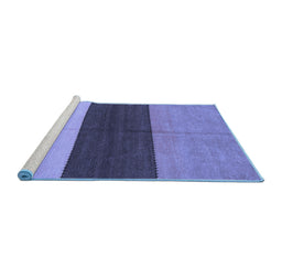 Sideview of Machine Washable Abstract Blue Contemporary Rug, wshcon352blu