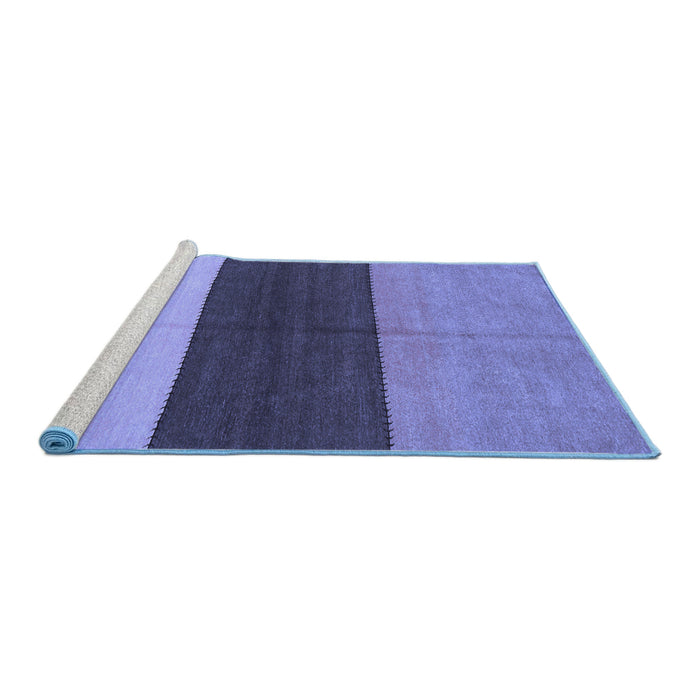 Sideview of Machine Washable Abstract Blue Contemporary Rug, wshcon352blu