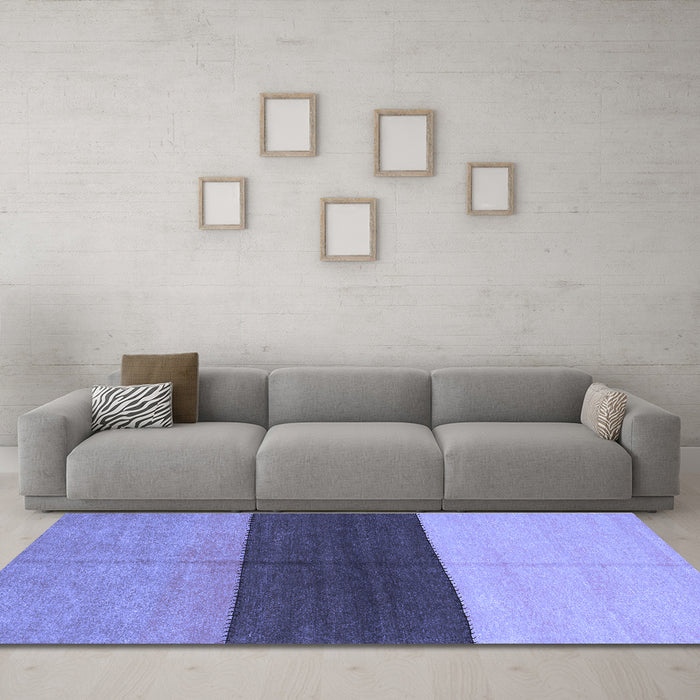 Machine Washable Abstract Blue Contemporary Rug in a Living Room, wshcon352blu