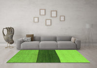 Machine Washable Abstract Green Contemporary Rug, wshcon352grn