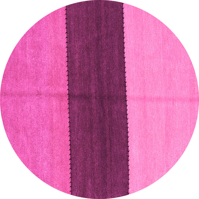 Round Machine Washable Abstract Pink Contemporary Rug, wshcon352pnk
