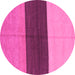 Round Machine Washable Abstract Pink Contemporary Rug, wshcon352pnk