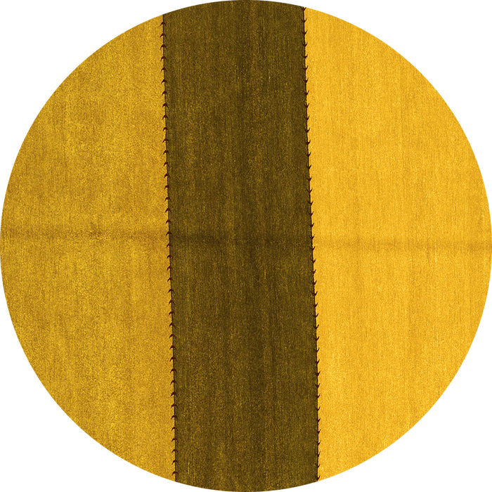 Round Machine Washable Abstract Yellow Contemporary Rug, wshcon352yw