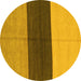 Round Machine Washable Abstract Yellow Contemporary Rug, wshcon352yw