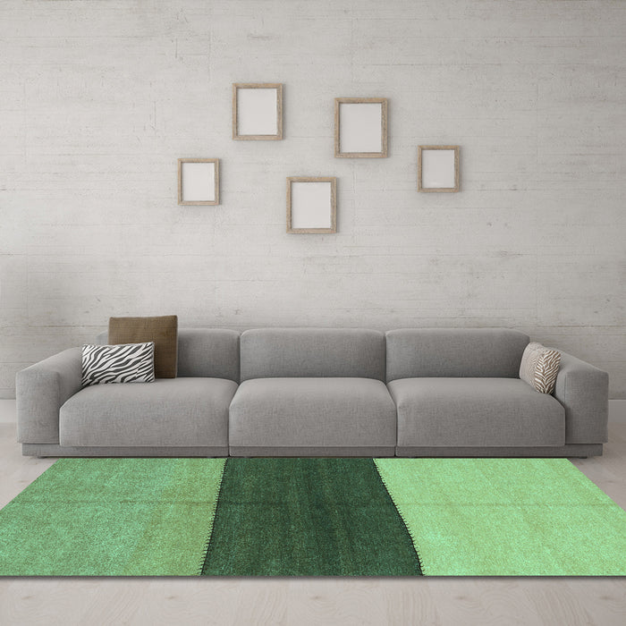 Machine Washable Abstract Turquoise Contemporary Area Rugs in a Living Room,, wshcon352turq