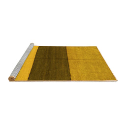Sideview of Machine Washable Abstract Yellow Contemporary Rug, wshcon352yw