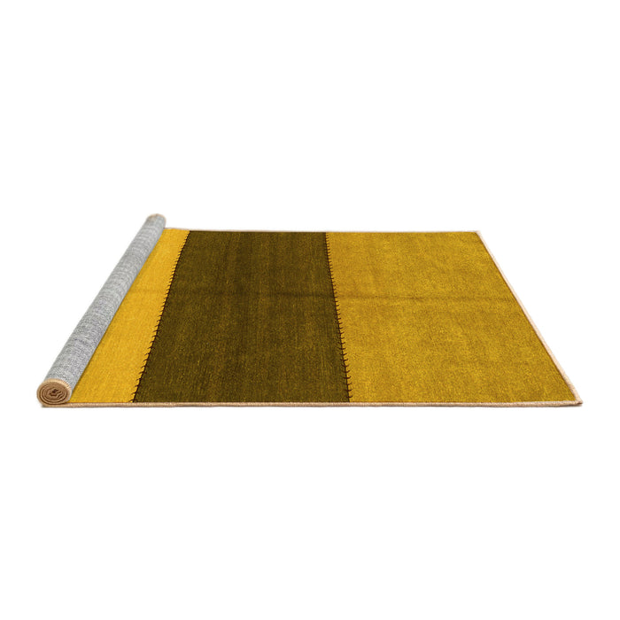 Sideview of Machine Washable Abstract Yellow Contemporary Rug, wshcon352yw