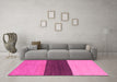 Machine Washable Abstract Pink Contemporary Rug in a Living Room, wshcon352pnk