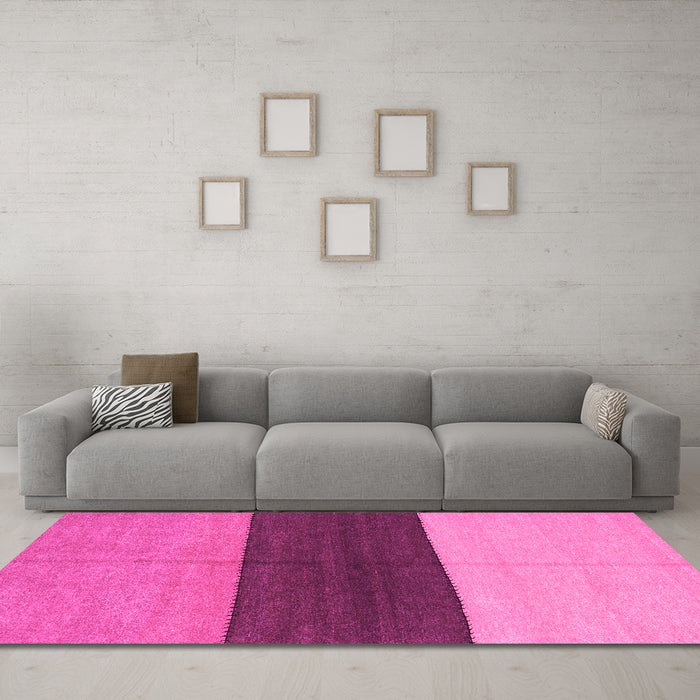 Machine Washable Abstract Pink Contemporary Rug in a Living Room, wshcon352pnk