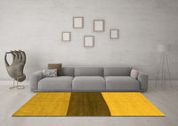 Machine Washable Abstract Yellow Contemporary Rug, wshcon352yw