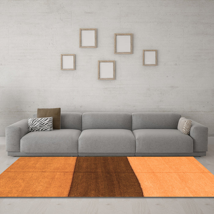 Machine Washable Abstract Orange Contemporary Area Rugs in a Living Room, wshcon352org