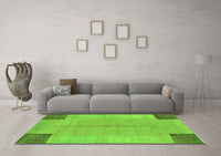 Machine Washable Abstract Green Contemporary Rug, wshcon353grn