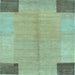 Square Abstract Light Blue Contemporary Rug, con353lblu