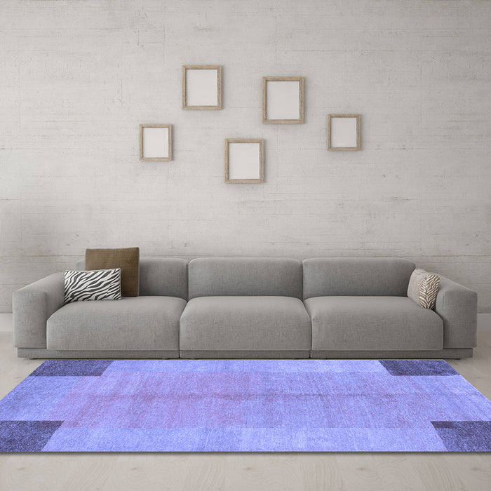 Machine Washable Abstract Blue Contemporary Rug in a Living Room, wshcon353blu