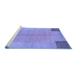 Sideview of Machine Washable Abstract Blue Contemporary Rug, wshcon353blu