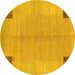 Round Abstract Yellow Contemporary Rug, con353yw