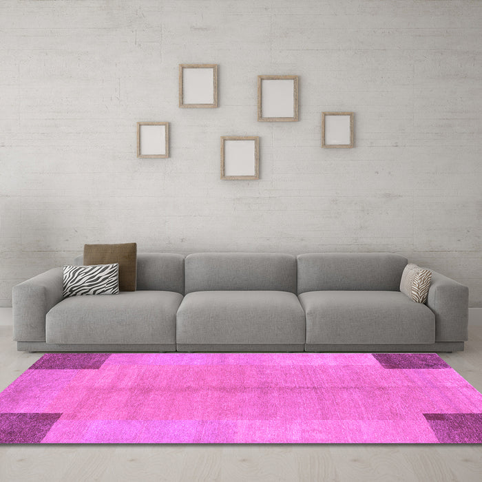 Machine Washable Abstract Purple Contemporary Area Rugs in a Living Room, wshcon353pur