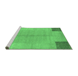Sideview of Machine Washable Abstract Emerald Green Contemporary Area Rugs, wshcon353emgrn