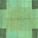 Square Abstract Turquoise Contemporary Rug, con353turq