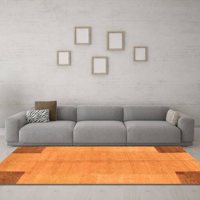 Machine Washable Abstract Orange Contemporary Area Rugs in a Living Room, wshcon353org