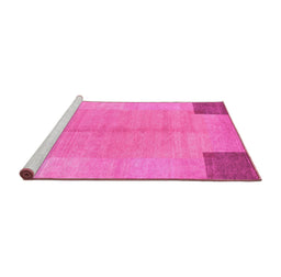 Sideview of Machine Washable Abstract Pink Contemporary Rug, wshcon353pnk