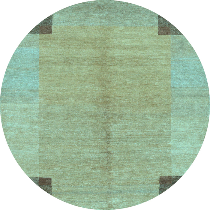 Round Abstract Light Blue Contemporary Rug, con353lblu
