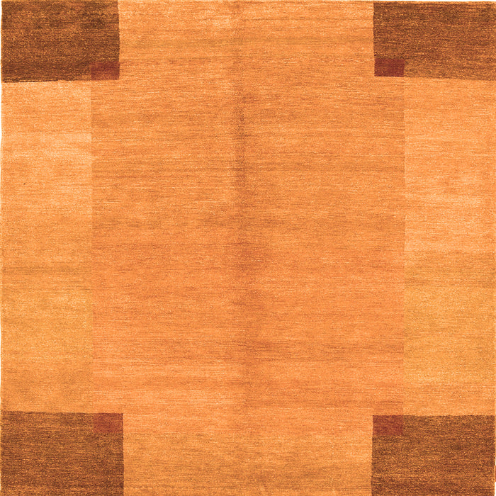 Round Machine Washable Abstract Orange Contemporary Area Rugs, wshcon353org