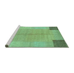 Sideview of Machine Washable Abstract Turquoise Contemporary Area Rugs, wshcon353turq