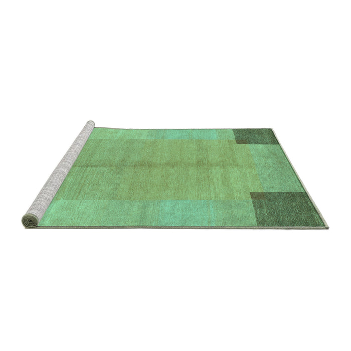 Sideview of Machine Washable Abstract Turquoise Contemporary Area Rugs, wshcon353turq