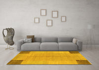 Machine Washable Abstract Yellow Contemporary Rug, wshcon353yw