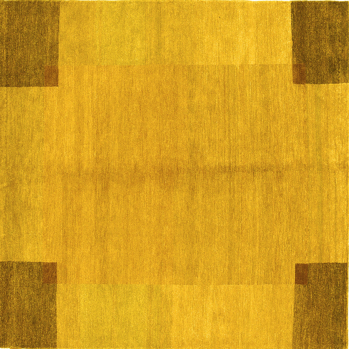 Square Machine Washable Abstract Yellow Contemporary Rug, wshcon353yw