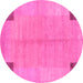 Round Abstract Pink Contemporary Rug, con353pnk