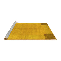 Sideview of Machine Washable Abstract Yellow Contemporary Rug, wshcon353yw