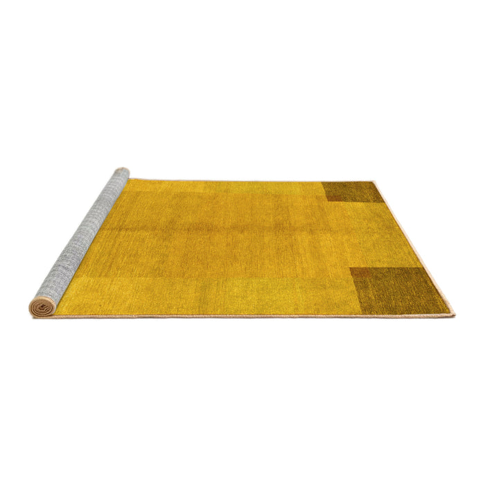 Sideview of Machine Washable Abstract Yellow Contemporary Rug, wshcon353yw