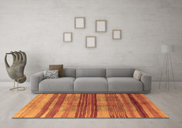 Machine Washable Abstract Brown Contemporary Rug in a Living Room,, wshcon354brn