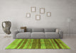 Machine Washable Abstract Green Contemporary Area Rugs in a Living Room,, wshcon354grn