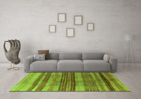 Machine Washable Abstract Green Contemporary Rug, wshcon354grn