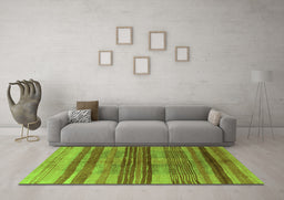 Machine Washable Abstract Green Contemporary Area Rugs in a Living Room,, wshcon354grn