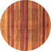 Round Abstract Brown Contemporary Rug, con354brn