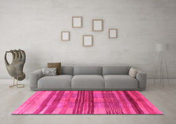 Machine Washable Abstract Pink Contemporary Rug in a Living Room, wshcon354pnk