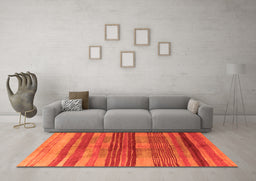 Machine Washable Abstract Orange Contemporary Area Rugs in a Living Room, wshcon354org