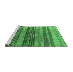 Sideview of Machine Washable Abstract Emerald Green Contemporary Area Rugs, wshcon354emgrn