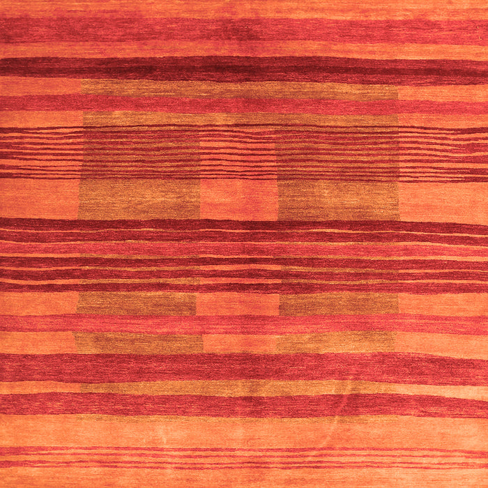Round Machine Washable Abstract Orange Contemporary Area Rugs, wshcon354org