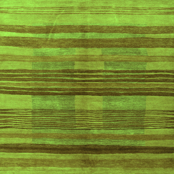 Round Machine Washable Abstract Green Contemporary Area Rugs, wshcon354grn
