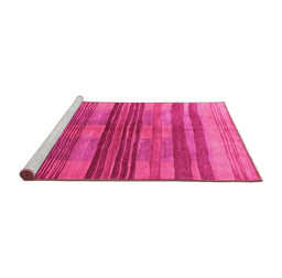 Sideview of Machine Washable Abstract Pink Contemporary Rug, wshcon354pnk
