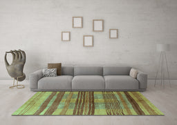 Machine Washable Abstract Turquoise Contemporary Area Rugs in a Living Room,, wshcon354turq