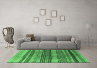 Machine Washable Abstract Emerald Green Contemporary Rug, wshcon354emgrn