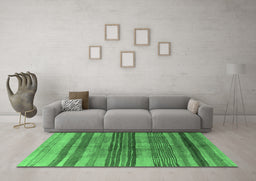 Machine Washable Abstract Emerald Green Contemporary Area Rugs in a Living Room,, wshcon354emgrn