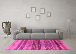 Machine Washable Abstract Purple Contemporary Area Rugs in a Living Room, wshcon354pur